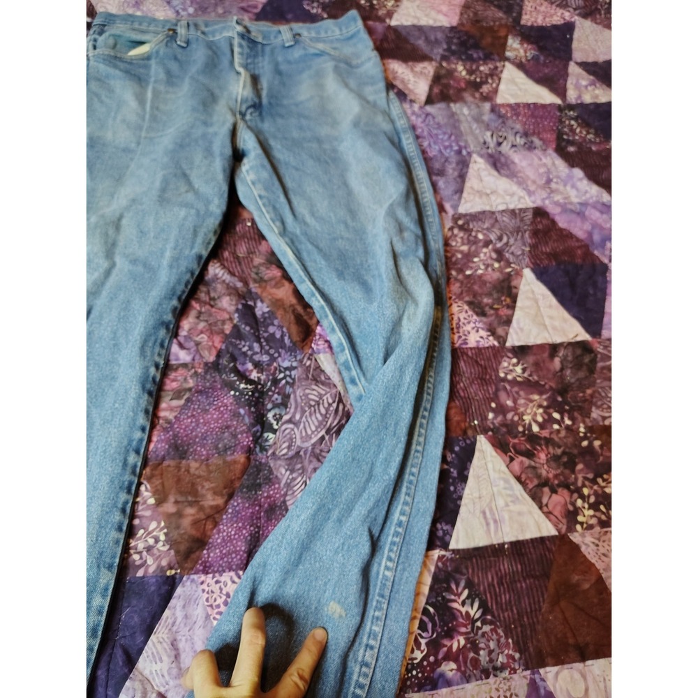 Vintage Y2K Wrangler Jeans Mens‎ 34x33 Blue Premium Cowboy Cut 13MWZ - Picture 5 of 10